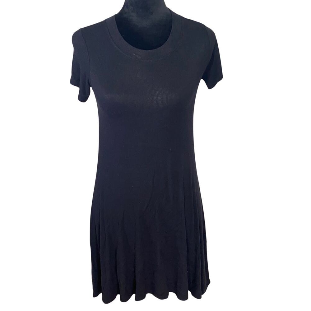 American Eagle Black Crewneck Fit & Flare Short Sleeve Shift Mini Dress, size XS